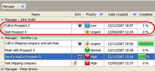 screen shot of VIP Task Manager - sales software